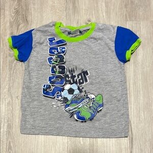 Gray and Blue Kids Soccer Star T-Shirt